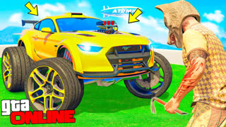 GTA 5 - УКРАЛ ТУРБО МУСТАНГ НА БОЛЬШИХ КОЛЁСАХ ! ТАЧКА НА ГИГАНТСКИХ КОЛЁСАХ ! - БИТВА ВОРОВ В ГТА 5 ОНЛАЙН