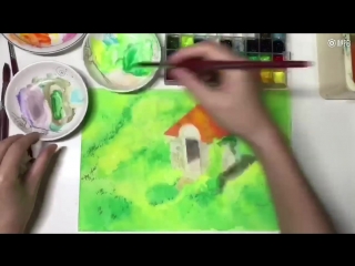 акварель по воде